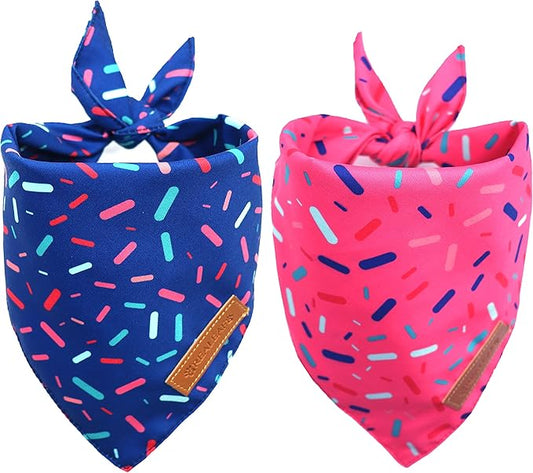Realeaf Dog Birthday Bandanas 2 Pack, Dog Birthday Party Supplies, Blue and Pink Bandana, Triangle Reversible Pet Scarf for Boy and Girl, Premium Durable Fabric, Multiple Sizes Offered (Large)