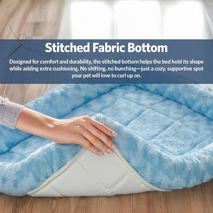 MidWest Homes for Pets Bolster Dog Bed 30L-Inch Blue Dog Bed or Cat Bed w/Comfortable Bolster | Ideal for Medium Dog Breeds & Fits a 30-Inch Dog Crate | Easy Maintenance Machine Wash & Dry