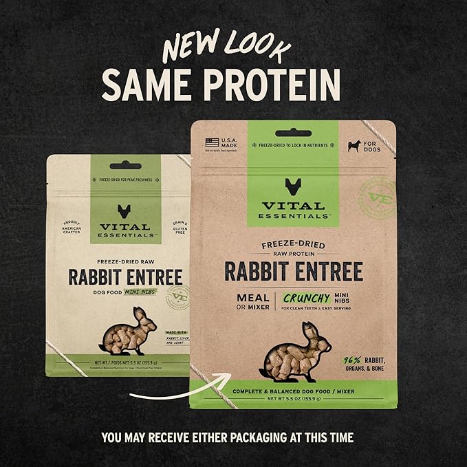 Vital Essentials® Freeze-Dried Raw Rabbit Entree & Mixer Dog Food Crunchy Mini Nibs, 5.5 oz
