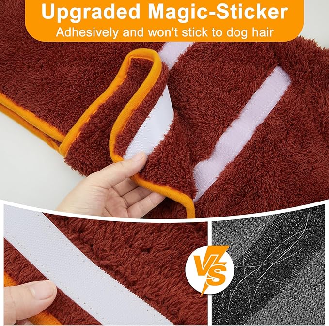 Bienbee Dog Bathrobe, Quick Drying Super Absorbent Dog Robes for After Bath, Warm Keeping Dogs Towel, Dogs Bath Supplies, Red S