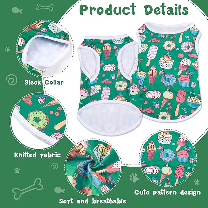 Saintrygo 10 Pcs Lovely Puppy Shirts Print Dog Clothes Breathable Pet Cartoon Dog Shirt Clothes Sweatshirt for Puppy Cat(Medium)