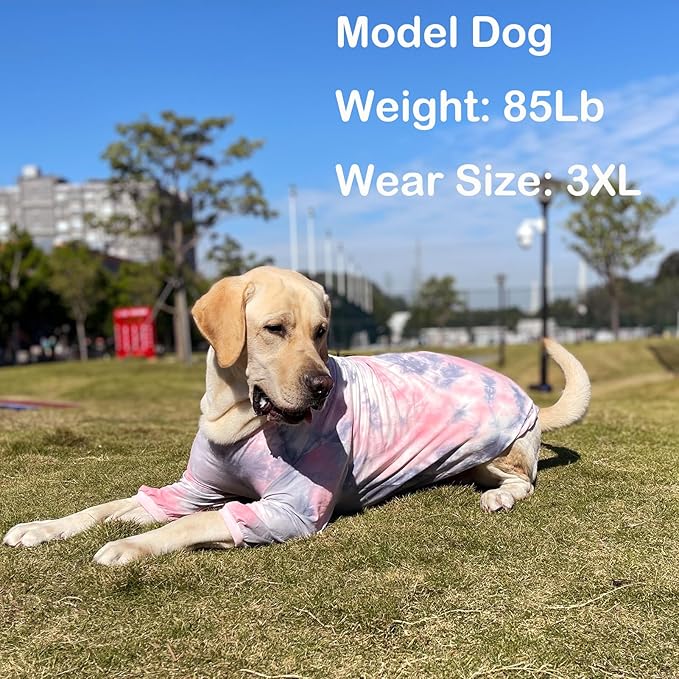 Tie Dye Dog Shirt for Large Dogs Breathable Cotton Dog Clothes Dog Pajamas Big Dogs Shirts Boy Girl L, Pink Tiedye