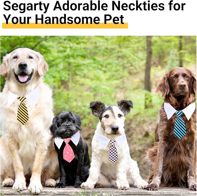 Segarty Dog Neck Tie Collar, 6 Pack Adjustable Cute Pet Ties Collars Grooming Accessories Formal Wedding Costume for Medium Large Dogs, Dog Necktie Set Blue Pink Yellow Plaid Birthday Holiday (XL)