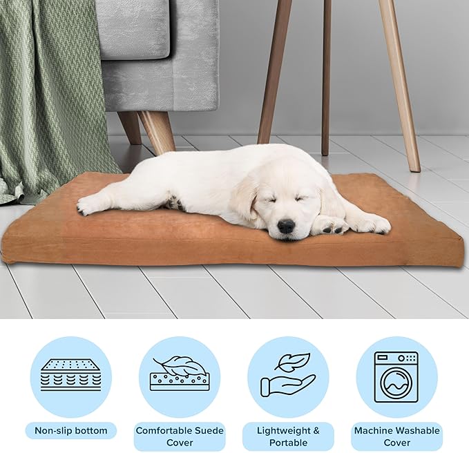 Petmaker Water-Resistant Dog Bed - Orthopedic Dog Bed with Removable Washable Cover, Non-Slip Bottom, and Egg Crate Style Foam - 44in Large Pet Mattress- Puppy Essentials (Clay)