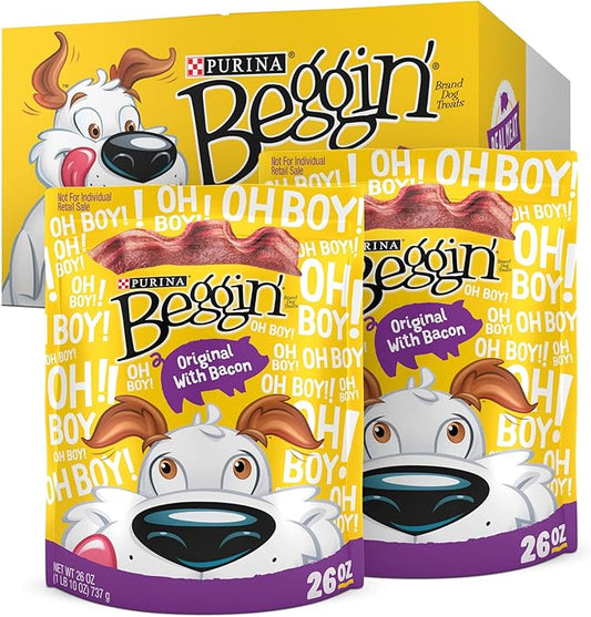 Purina Beggin' Strips Dog Treats, Original With Bacon Flavor - (Pack of 2) 26 oz. Pouches