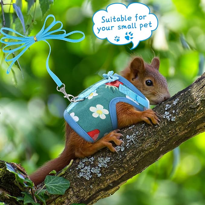 Weewooday 3 Pieces Guinea Pig Harness with Leash Small Pet Harness Fruit Plaid Pattern Adjustable Padded Walking Vest for Pet Hamster Squirrel Animals(Pineapple, Red Plaid, Strawberry,Small)