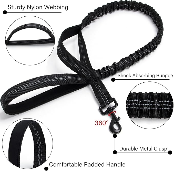 Tactical Dog Collar Set, Adjustable Military Training Nylon Dog Collar with Control Handle and Heavy Quick-Release Metal Buckle for Small Medium Large Dogs, Black Set M