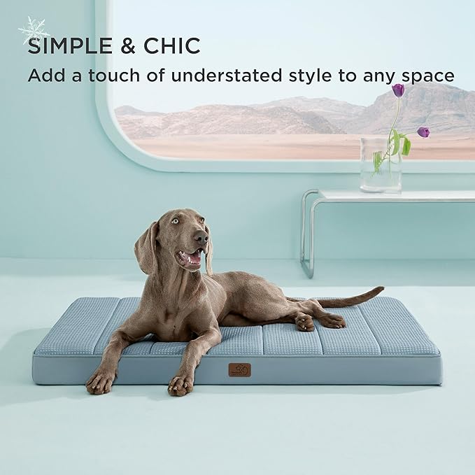 Bedsure Cooling Dog Beds Large Sized Dog - Extra-Large Orthopedic Waterproof Puppy Bed with Removable Washable Cover, Egg Crate Foam Pet Mat, Suitable for Pet Up to 100 lbs