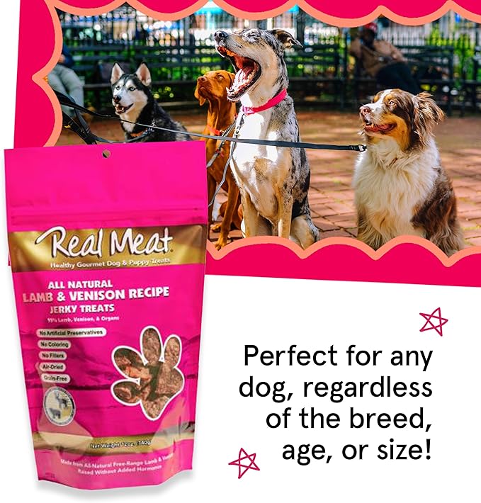 Real Meat Dog Treats - Three 12oz Bag of Bite-Sized Air-Dried Lamb & Venison Jerky for Dogs - Grain-Free Jerky Dog Treats with 95% All-Natural, Free-Range, Grass Fed Lamb & Venison