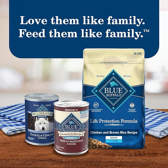 Blue Buffalo Homestyle Recipe Senior Wet Dog Food, Made with Natural Ingredients, Beef Dinner with Garden Vegetables, 12 Pack