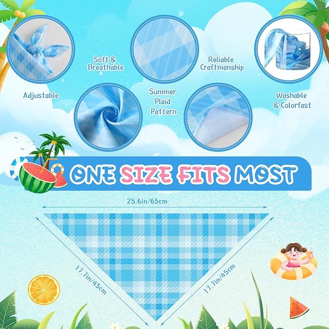 Geyoga 60 Pcs Summer Plaid Dog Bandanas Bulk Pet Grooming Scarf Bibs Supplies Adjustable Washable Kerchief Pet Groomer Accessories for Small to Large Cats Dogs Costume Party