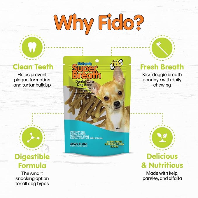 Naturals Super Breath Dental Care Bones for Dogs - 21 Treats/Pack (3 Pack) - Dog Dental Treats for Small Dogs, Made in USA, Dog Dental Chews Help Reduce Plaque, Tartar Buildup & Freshens Breath