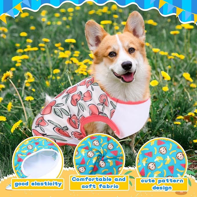 20 Pcs Dog Shirts Summer Puppy Printed Clothes Soft and Breathable Dogs T Shirts Cute Pet Vest Sweatshirt Outfit for Small Medium Puppy Pet Cat Chihuahuas Papillons Pomeranian(M)