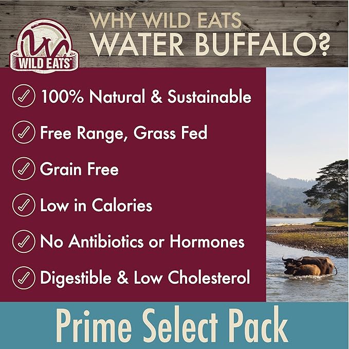 Dog Chews, Water Buffalo Prime Select, 7 Pack (Long Lasting Chews, Dog Bone Assortment, Grain Free, Gluten Free, 0.56 lbs)