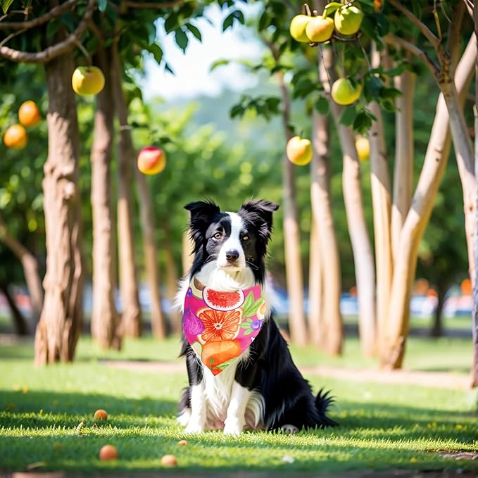 10PCS Dog Bandanas Summer Fruit for Medium Breed Dog Pink Purple Yellow Blue Kerchief Triangle Bibs Head Scarves for Boys and Girls Grooming Costume