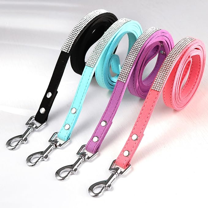 PET ARTIST Bling Dog Collars for Small Puppy Dogs, Sparkling Rhinestone Dog Collar Leather with Flower, Soft & Cute Blue Pet Collars for Male Dogs Walking Party Wedding,S