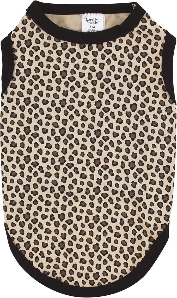 Luvable Friends Dog Pet Dog and Cats Cotton T-Shirts 2pk, Botanical Leopard, Large