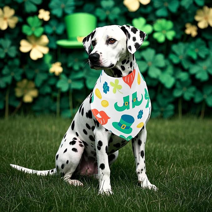 St.Patrick's Day Dog Bandanas for Large Dog Breed 7 Pcs XXL Dogs Bandanas 33 Inch Adjustable Scarves Grooming L