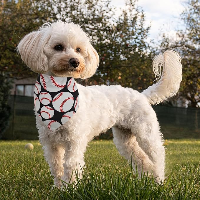 7 PCS Baseball Dog Bandanas for Small Dogs Kittens 18 Inch Polyester Dog Bandana for Puppy Doggy XS Scarves Game Day Grooming S