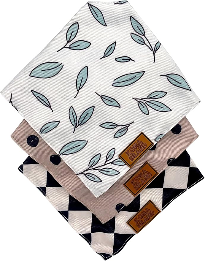 KonaBrandCo- Premium Handmade Dog Bandana | Dual Layered Silky Durable Polyester Fabric | Adjustable Fit Custom Shape- Won't Roll (Large, LUCY)
