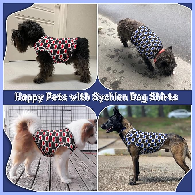Dog Shirts Quick Dry Summer Cooling Love Heart Printing Dogs T-Shirt,Red+Blue S