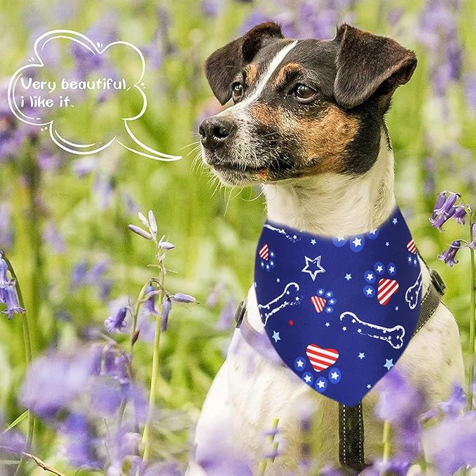50PCS 4th of July Memorial Day Dog Bandanas Large Bulk American Flag Patriotic Balloons for Extral Large XL XXL Breed Scarves Independence Day Party Grooming