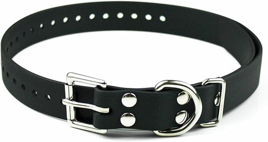 Educator Biothane Dog Collar, Waterproof, Odorproof, Metal Buckle and D Ring, Adjustable for Custom Fit, Cool and Comfortable, for Small, Medium, or Large Dogs, 1-Inch, Black
