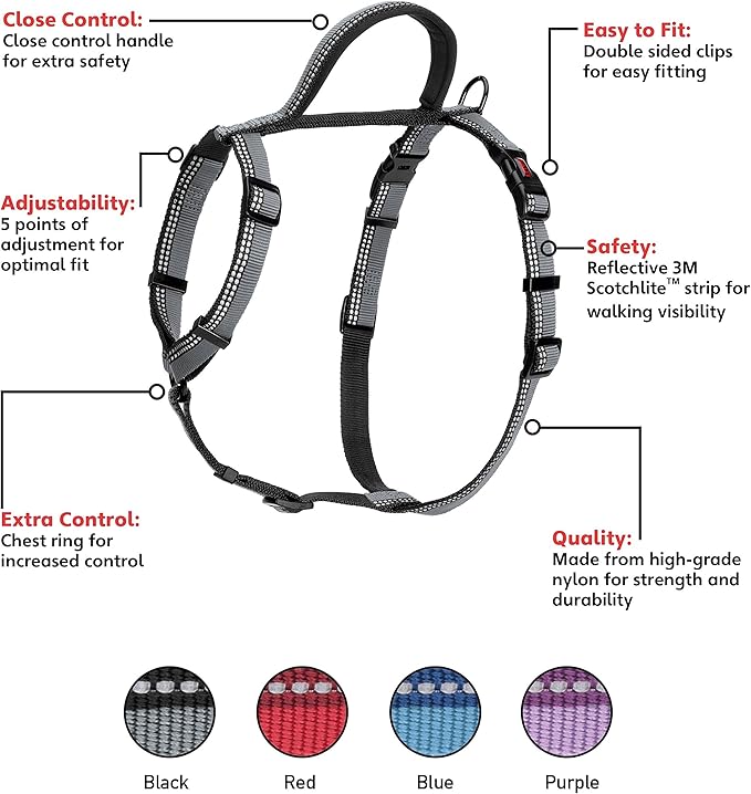 The Company of Animals - Halti Walking Harness (Chest 16" - 24"), Small, Black/Grey (Pack of 2)
