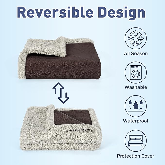 Kritter Planet Waterproof Dog Blanket, Reversible Pee Proof Couch Cover for Pets, Furniture Protector for Sofa Bed, Washable, Hair Resistant, Stain Proof