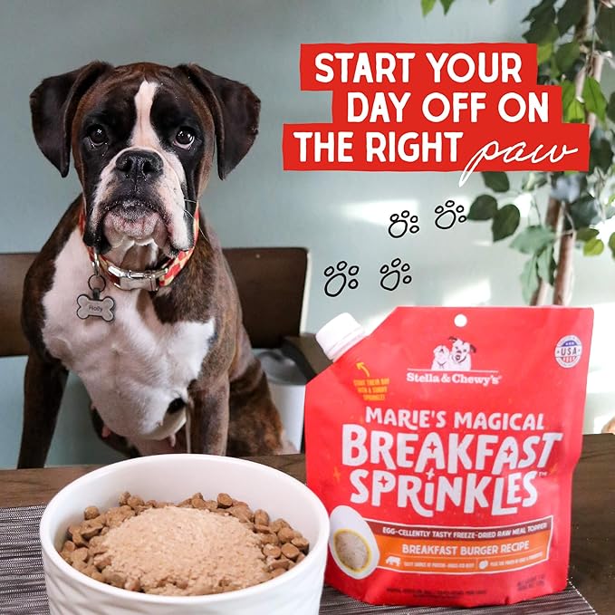 Stella & Chewy's Marie's Magical Breakfast Sprinkles Freeze-Dried Raw Breakfast Burger Recipe Grain-Free Dog Food Topper, 7-oz Bag
