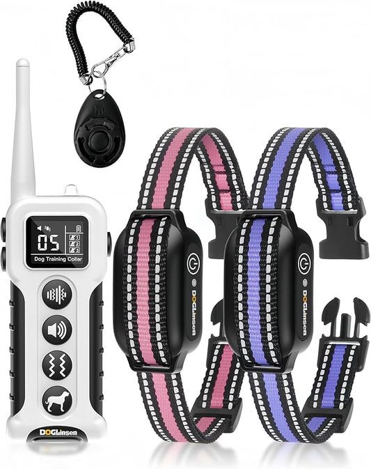 No Shock Dog Training Collar 2 Dogs, Dog Vibration Collar with Controller 3300Ft, No Shock Vibrating Dog Collar, Vibration Collar for Small Puppy Medium Dogs - No Prongs