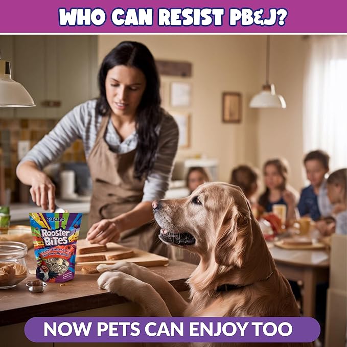 Rooster Bites Peanut Butter and Beef Liver Cat and Dog Treats - All Natural Freeze Dried High Protein Training Treats - Perfect for Dogs and Cats from Small to Extra Large Breeds