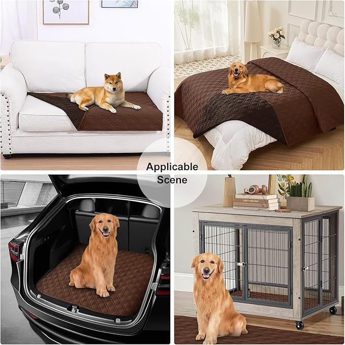 Smiry Waterproof Dog Blanket, 82x102 Inch Soft Pet Bed Cover Reversible, Washable Sofa Couch Furniture Protector for Small Medium Large Dog Puppy Cat, Brown/Chocolate