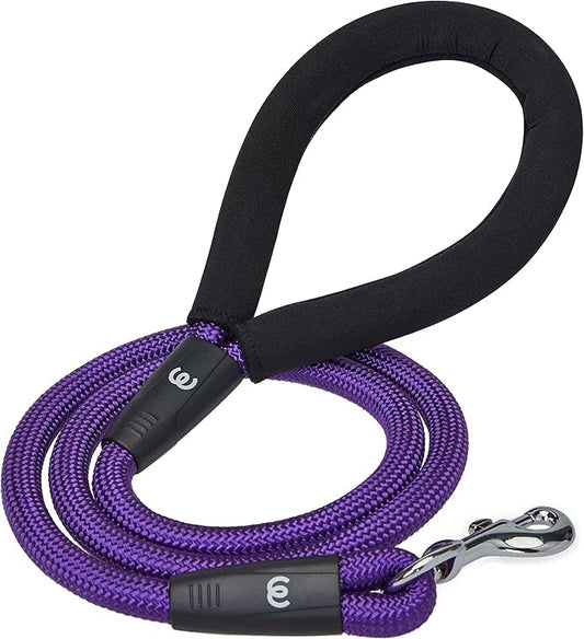 Blueberry Puppy Essentials - Heavy Duty Dog Leash, 4ft Rope w/Comfortable Neoprene Handle - Dark Orchid