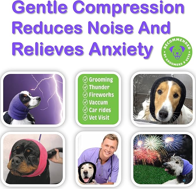 Happy Hoodie The Original Calming Band for Dogs & Cats - for Anxiety Relief – Noise Canceling for Fireworks, Thunderstorms, Pet Grooming & Force Drying - Dog Calming Aid Since 2008 (X-Large, Blue)