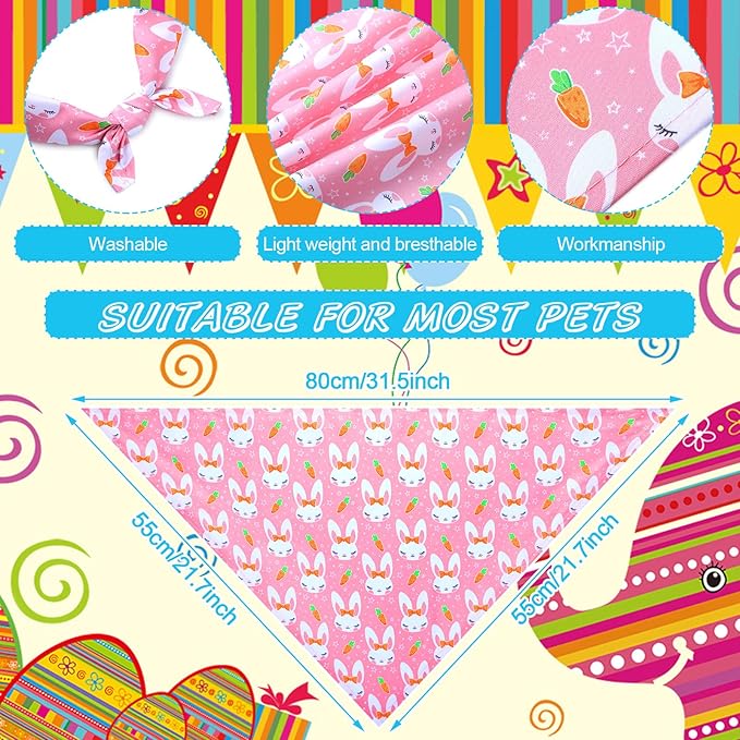 20 Pcs Easter Dog Bandana Pet Scarf Washable Triangle Bibs Shamrock Scarfs Adjustable Pet Triangle Washable Kerchief for Easter Dogs Cats