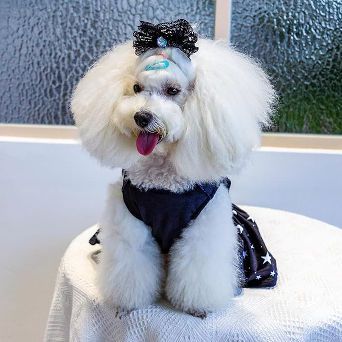 CuteBone Dog Dresses Velvet Holiday Small Dogs Clothes Onesie Pet Apparel Girl Puppy Skirt with Bow Hair Rope CVA23L-D