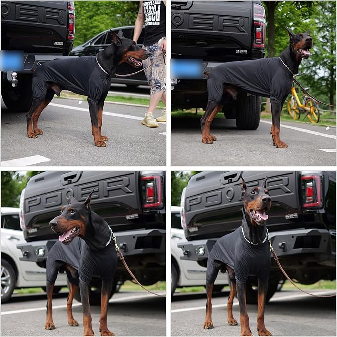 LoveLongLong Dog Jumpsuit with UV Protection and Quick-Dry Fabric for Spring Summer Pet Pajamas Black 3XL