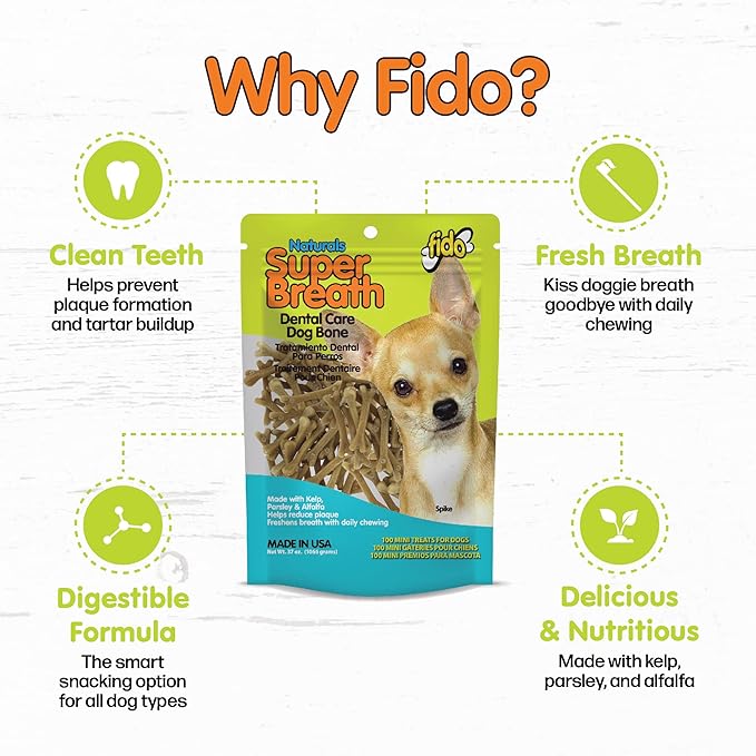 Naturals Super Breath Dental Care Bones for Dogs - 100 Count Mini Dog Dental Treats for Extra Small Dogs, Made in USA, Tasty Dog Dental Chews Help Reduce Plaque, Tartar Buildup & Freshens Breath