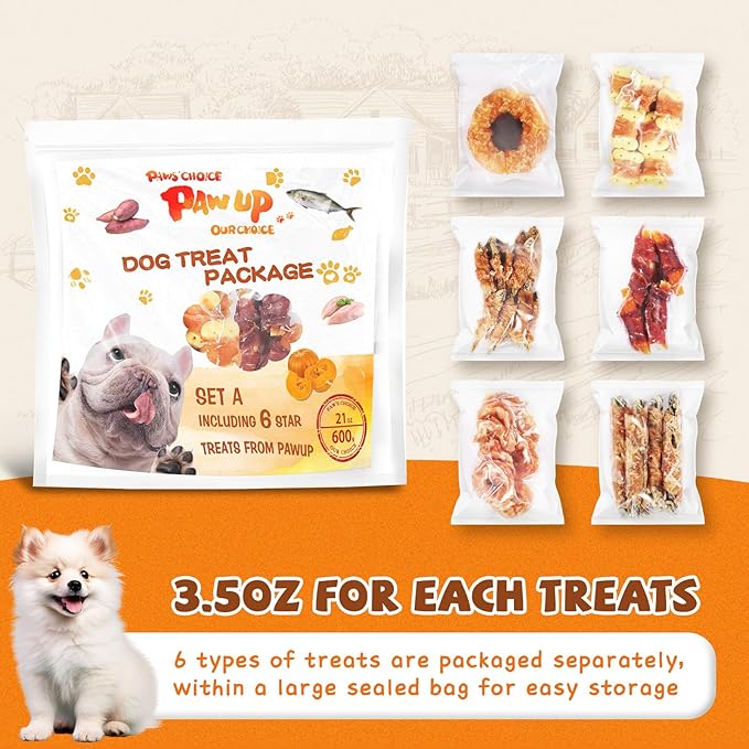Dog Treats Variety Package, Set of 6 Kinds of Treats, Mix Package-6 Kinds Included-w/Taurine, Bulk Snack for Small Middle Large Dog, 21oz, Package A