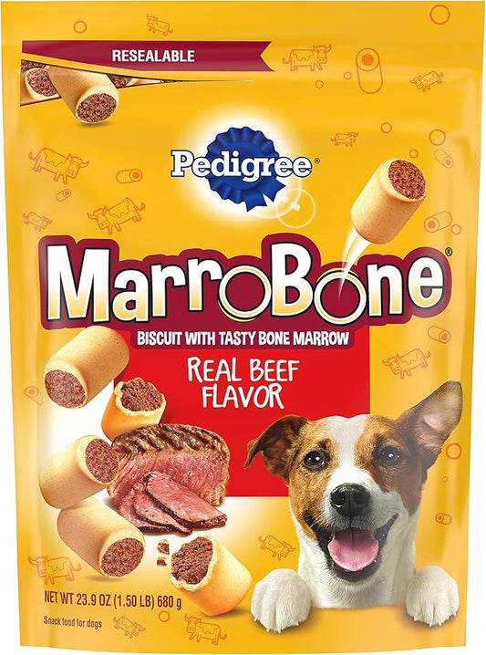 Pedigree Dry Dog Treats MarroBone Real Beef Flavor, 1.5 lb. Bag (Pack of 8)