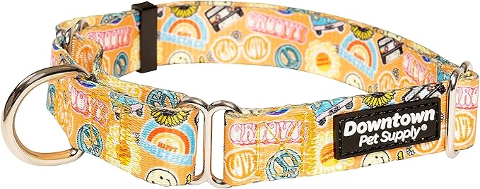 Downtown Pet Supply - Martingale Collar for Dogs - Dog Training Collar - Big, Wide & Thick Dog Collar - Escape-Proof, Weatherproof, Durable and Comfortable - Good Vibes - Medium Dog Collar