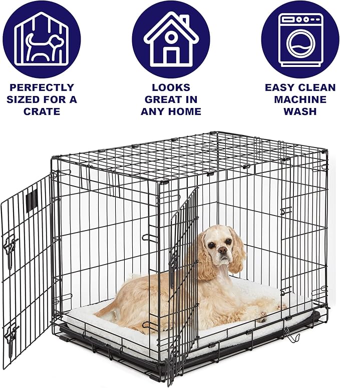MidWest Homes for Pets Bolster Dog Bed 18L-Inch White Fleece Dog Bed or Cat Bed w/Comfortable Bolster | Ideal for Toy Dog Breeds & Fits an 18-Inch Dog Crate | Easy Maintenance Machine Wash & Dry