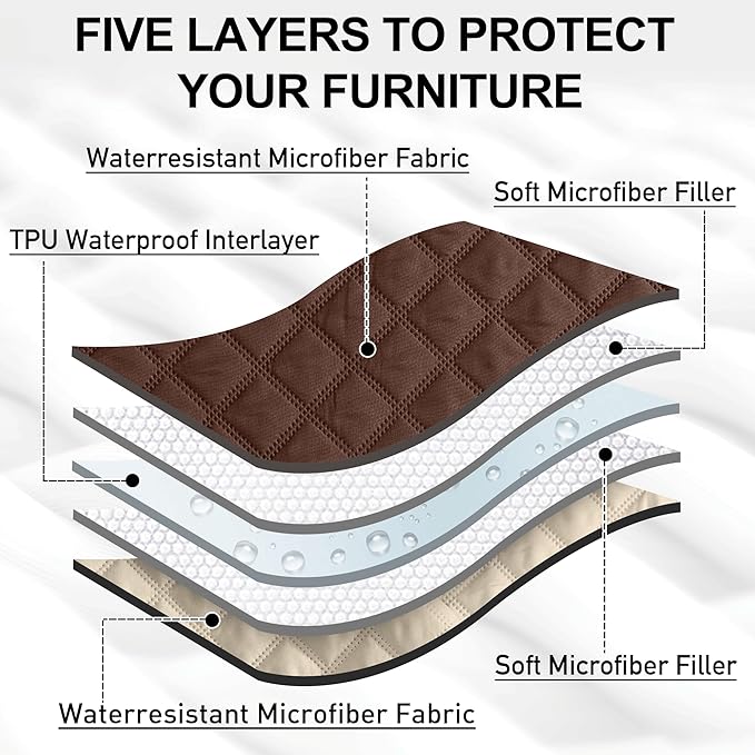 NICETOWN Waterproof Dog Bed Cover Pet Blanket with Anti-Slip Back for Furniture Bed Couch Cat Blanket Mat for Loveseat Sofa Recliner L-Shape Sofa, 30" W x 70" L, Chocolate/Sand, 1 Piece