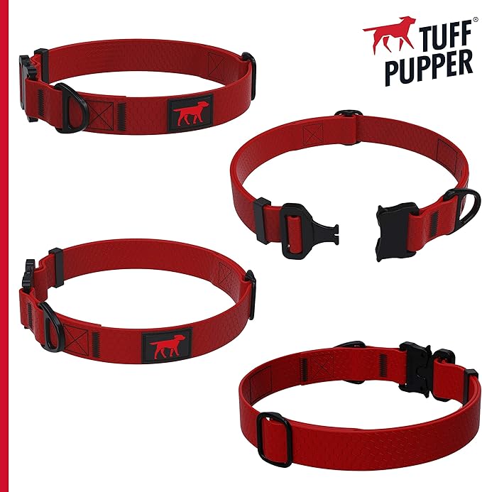 Tuff Pupper Waterproof Action Collar for Dogs | Heavy Duty Water Proof Dog Collar | Tear Proof & Odor Free | Rust-Proof Metal Hardware | Tactical Quick Release Buckle | for Adventurous, Active Dogs