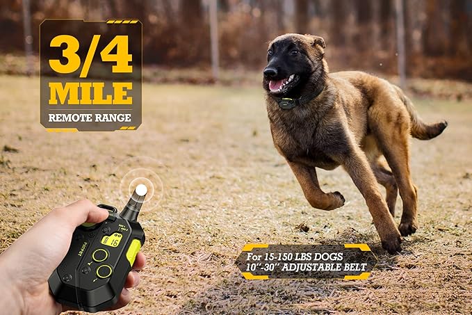 PATPET Shock Collar for Large Medium Small Dog 15-150lbs - 3/4 Mile Range Safe Shock E Dog Training Collar with Remote (Black Green, 1 Receiver)