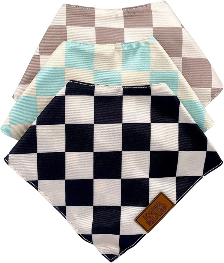 KonaBrandCo- Premium Handmade Dog Bandana | Dual Layered Silky Durable Polyester Fabric | Adjustable Fit Custom Shape- Won't Roll (Small, LUNA)