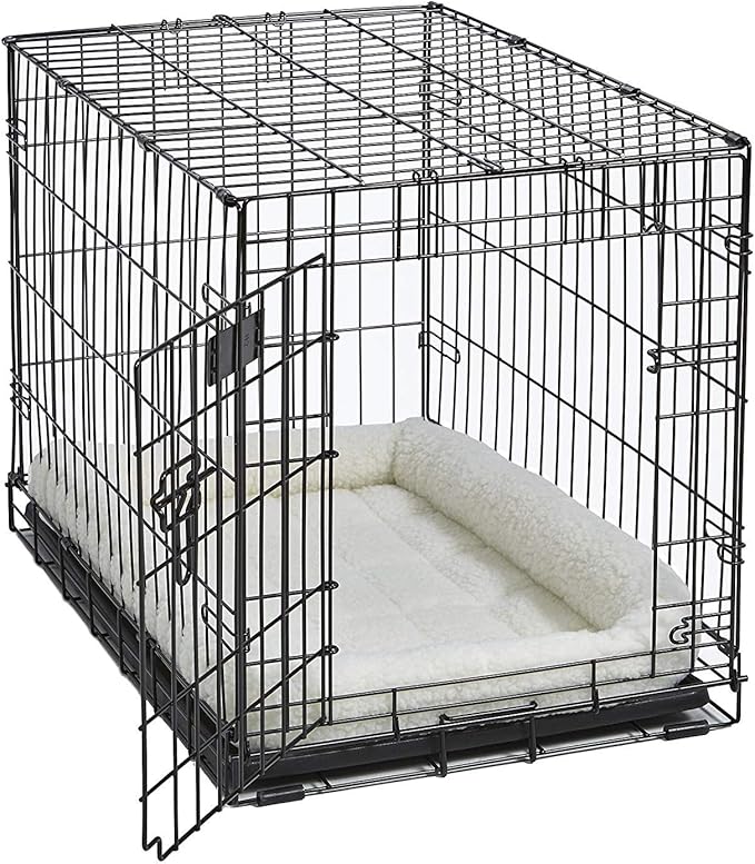 MidWest Homes for Pets 30L-Inch White Fleece Dog Bed or Cat Bed w/ Comfortable Bolster, Ideal for Medium Dog Breeds & Fits a 30-Inch Dog Crate, Easy Maintenance Machine Wash & Dry, 1-Year Warranty, Model:40230