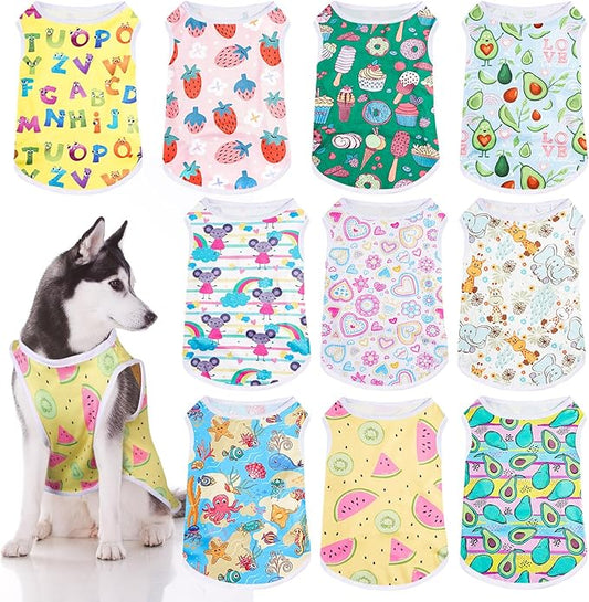 Saintrygo 10 Pcs Lovely Puppy Shirts Print Dog Clothes Breathable Pet Cartoon Dog Shirt Clothes Sweatshirt for Puppy Cat(X-Large)