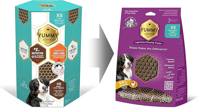 Dog Dental Treats – Vet VOHC Approved – Delicious Chicken Protein – Removes Tartar with Cleaning Comb Shape – Dental Dog Treats for Extra Small Dogs (12oz, 48 Count)